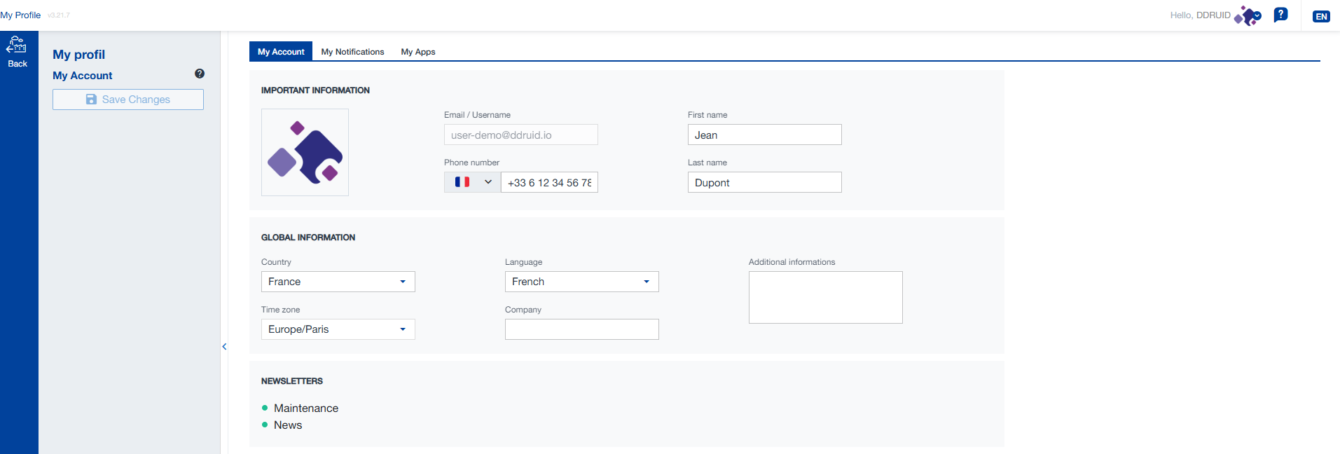 Numéros de téléphone configurés pour les notifications SMS